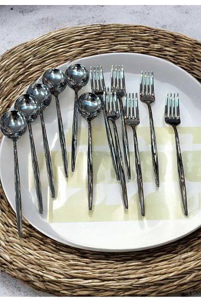 LeesHome 12 Piece Silver Cutlery Set - 6+6