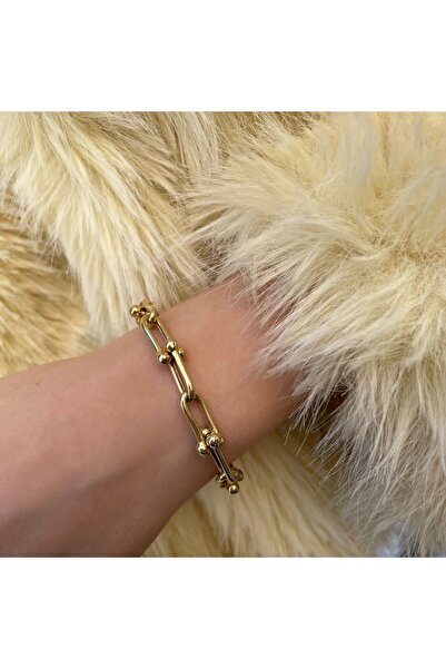 SS Selin Silver Tiffany Bileklik Gold Renk 925 Ayar Gümüş Bileklik
