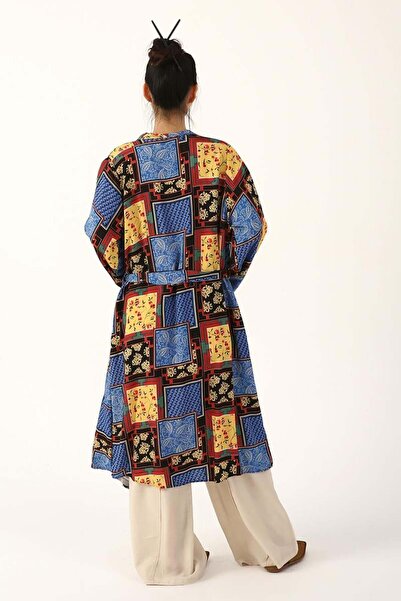 ALLDAY Siyah-Mavi-Desenli Kimono