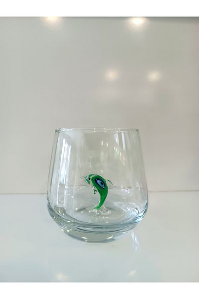 ADAMODART Green Dolphin Glass Figured Evil Eye Water Cup