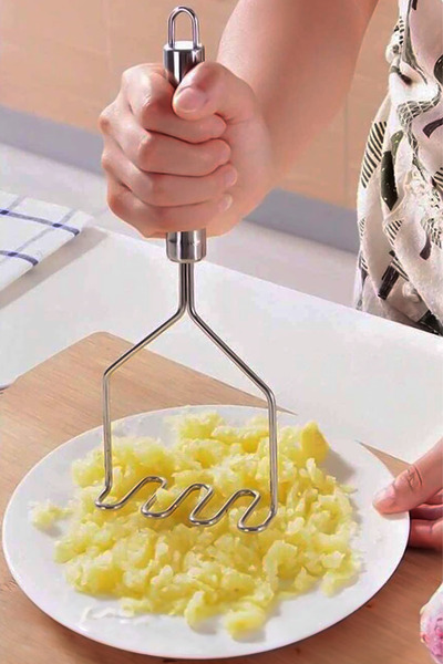 MEZİGARC Pratik 24 cm Lüks Paslanmaz Metal Patates Ezici Patates Ezeceği Püre Yapıcı Ezecek Aparat Dayanıklı