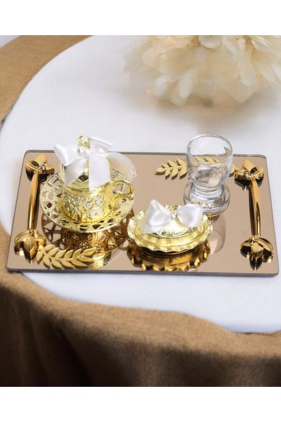 CyzHome Harmony Gold Groom Coffee Cup Tray