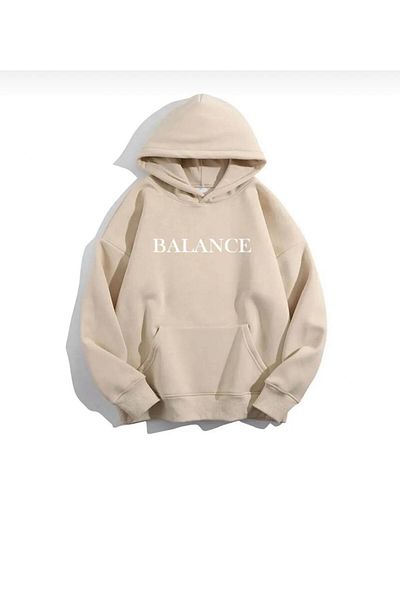 NO 601 Unisex Beige Balance εμπριμέ με κουκούλα