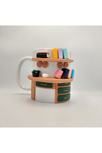 kuphane كوب كتاب ثلاثي الأبعاد مصنوع يدويًا كوب قهوة مع كتاب بورسلين بوليمر كلاي Pinterest MUG