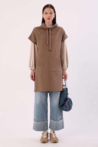 ALLDAY Mink-Cangaroo Pocketed Sweater