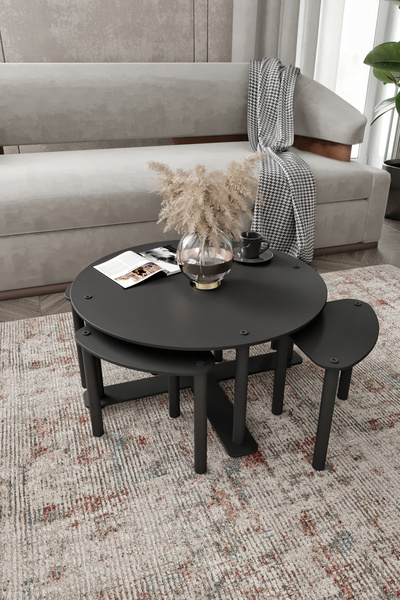 Genel Markalar Pizza Sehpa Yuvarlak Siyah