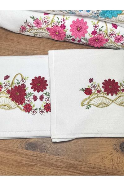 Peacock 3D Embroidered Towel with Mother and Daughter 2 Pieces