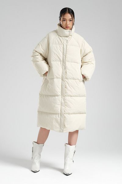 its basic Women's Off-White Color down Filled Long down Coat Coat
