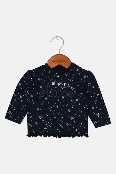 s.Oliver Toddlers Girl Long Sleeve Allover Print Top, Navy Combo