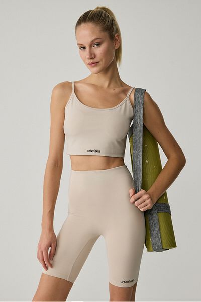 Urban Beat SILVANNA Damen-Midi-Leggings mit schmalem Bein, Sportbekleidung, Radfahrer, Steinfarbe