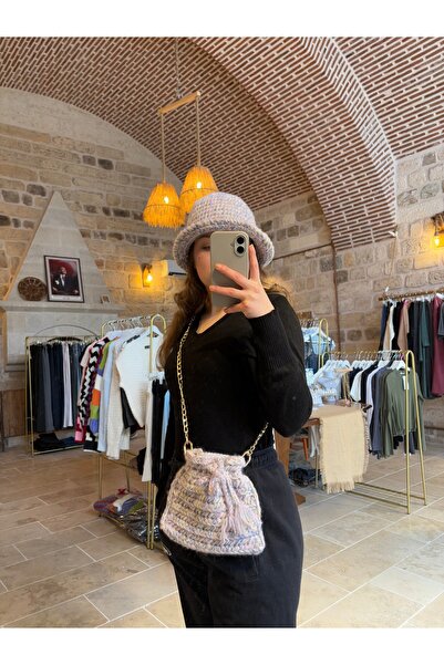 Nora El Örgüsü Şapka/Bere Çanta Set