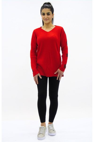 Tuğra V-Neck Sleeve Detailed Knitwear Sweater