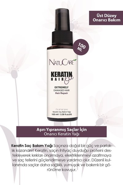 NatuCare Aşırı Yıpranmış Saçlar Için Keratin Bakım Yağı 100ml