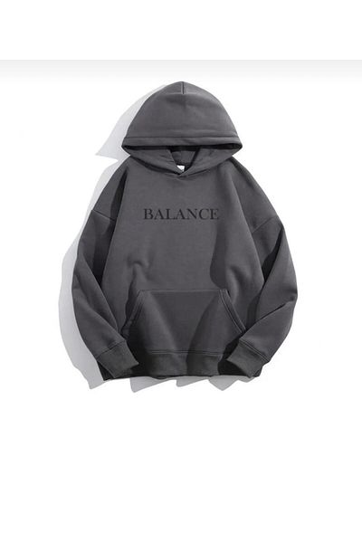 NO 601 Unisex Σκούρο Γκρι Balance εμπριμέ με κουκούλα