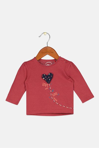 s.Oliver Toddlers Girl Crew Neck Long Sleeve Printed Top, Marroon