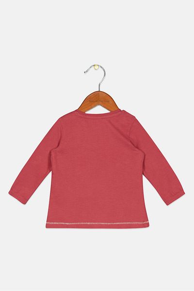 s.Oliver Toddlers Girl Round Neck Long Sleeve Graphic Printed Top, Rust