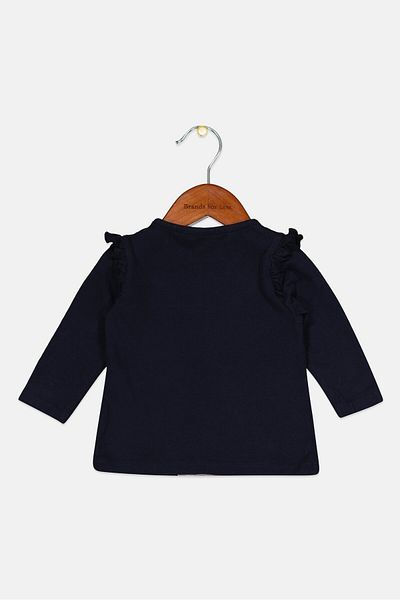 s.Oliver Toddlers Girl Crew Neck Printed Long Sleeve Tops, Navy