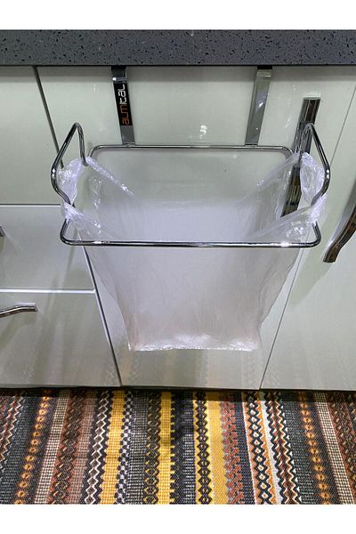 almital mobilya aksesuarları furniture accessories Chrome Garbage Bag Holder That Can Be Hung on the Cabinet Door, Garbage Bag Hanger, Organizer