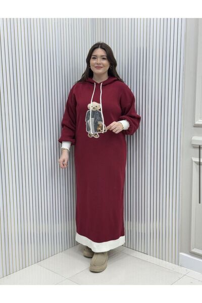 GK Ayıcık Triko Elbise Kapüşonlu