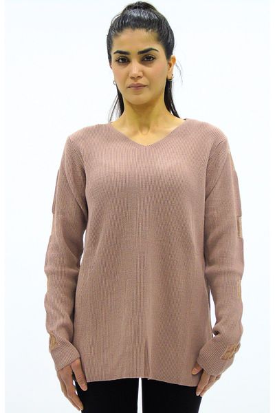 Tuğra V-Neck Sleeve Detailed Knitwear Sweater