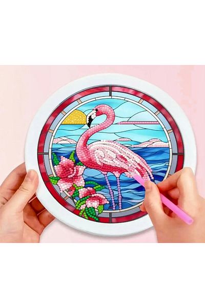 MENTAŞ 20X20 Round Framed Beaded Crystal and Diamond Mosaic Painting Set