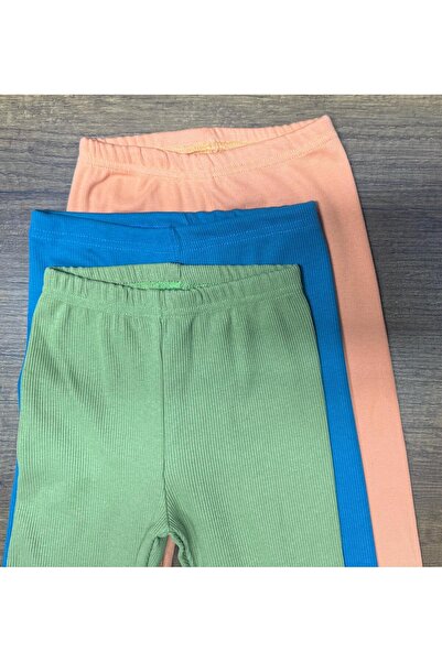 Fun Colanți lungi pentru fete, 3 piese, cu nervuri flexibile (100% bumbac)