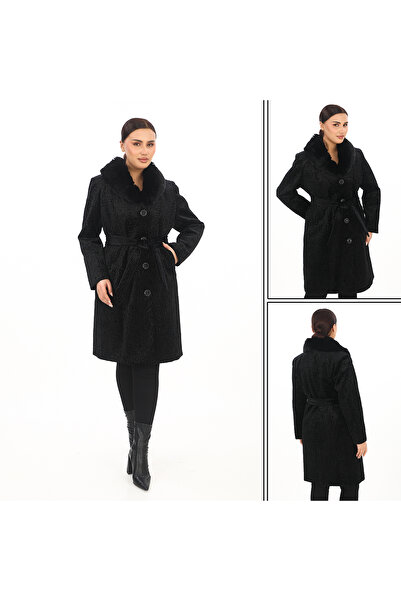 KARAMEŞE SHOWCASE KADIN ASTRAGAN KÜRKLÜ KABAN 275-A