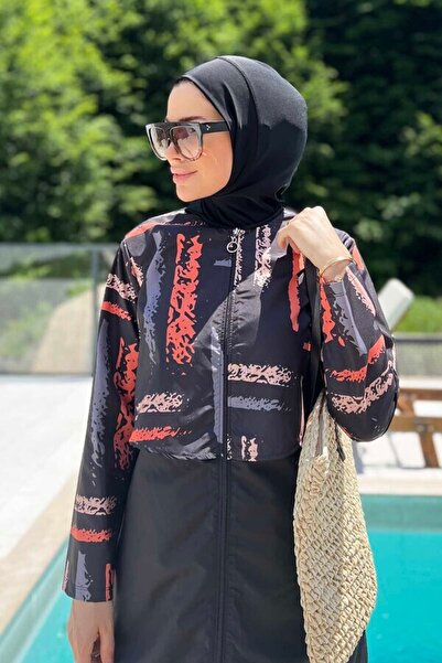 REMSA Paraşüt Tam Kapalı Tesettür Mayo Aller 2403 Çizgi