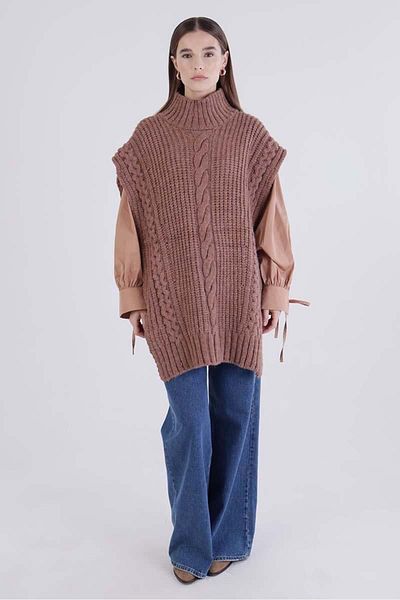ALLDAY Camel-Hair Braided Turtleneck Sweater