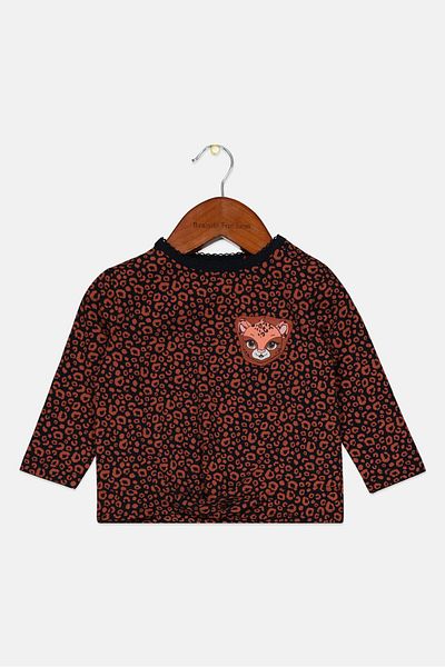 s.Oliver Toddlers Girl Animal Print Long Sleeve Top, Pale Red