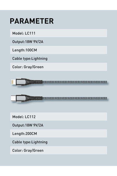 LDNIO USB-C to lightning / Fast Charging data cable - 30w / 1M
