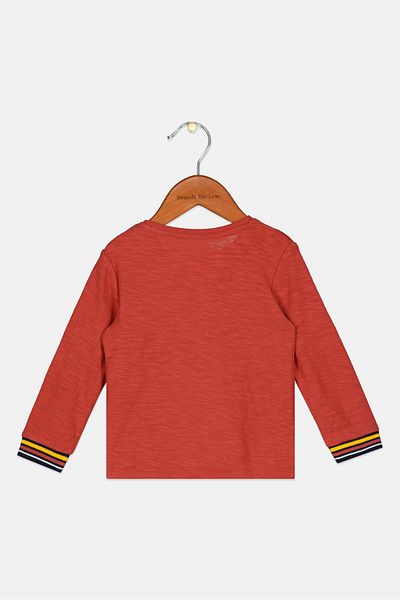 s.Oliver Toddlers Boy Long Sleeve Graphic Print Top, Rust Orange