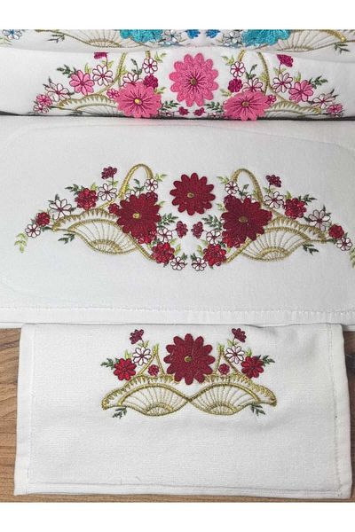 Peacock 3D Embroidered Towel with Mother and Daughter 2 Pieces