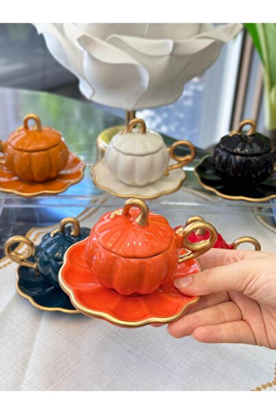 Onedekor 6-Piece Colorful Luxury Pumpkin - Coffee Cup with Lid