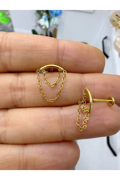 Arescollection 1 Pcs Surgical Steel Hidden Helix Lobe Piercing - Compatible Flat Design