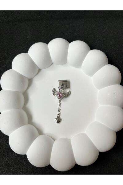 Sepetten Eve Kanatlı Kalp Model Model İtalyan Charm Çelik Özel Seri Sallantıl...