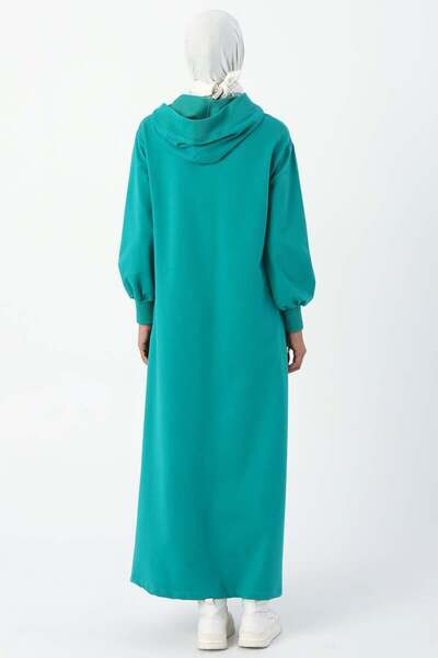 ALLDAY Emerald-Neon Stripe Detailed Hooded Dress