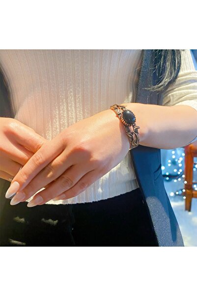 kapris concept Saf bakır vintage el yapımı antialerjik onix bileklik