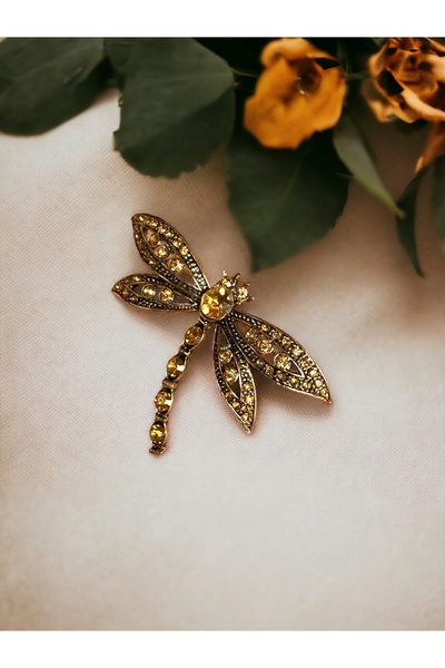 FAYRA ACCESSORIES Kristal Taşlı Yusufçuk Figür Broş