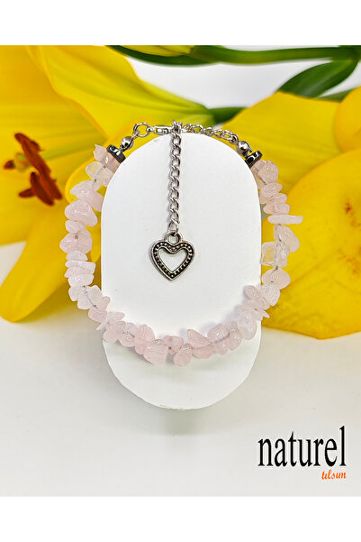 Naturel Tılsım Pembe Kuvars Kırık Doğal Taş Lady Bileklik | Aşk Mıknatısı