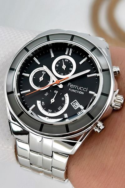 Ferrucci Function Men's Wristwatch Silver-black New Season Bracelet Gift 3atm Sdfer060