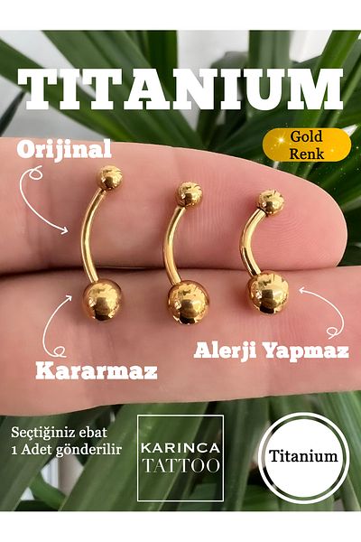 Karınca Piercing Titanium Belly Piercing Small Bulk Silver Color or Gold Color Gold Piercing