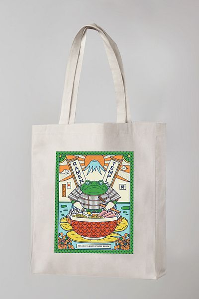 Vatkalimon Bezji Fishing Patterned Tote Bag - Canvas