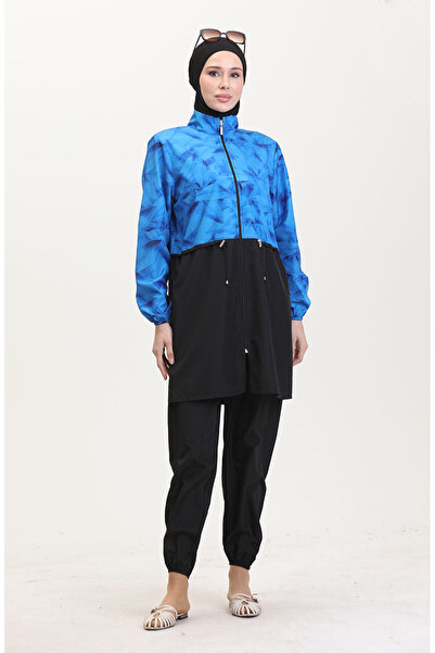 sefamerve Saks fekete hidzsáb fürdőruha - elasztikus derék és cipzár 9001A-01