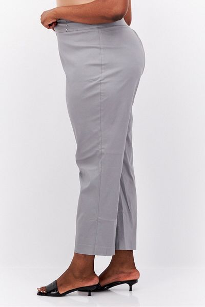 JM Collection Women Plus Size Plain Straight Pants, Grey