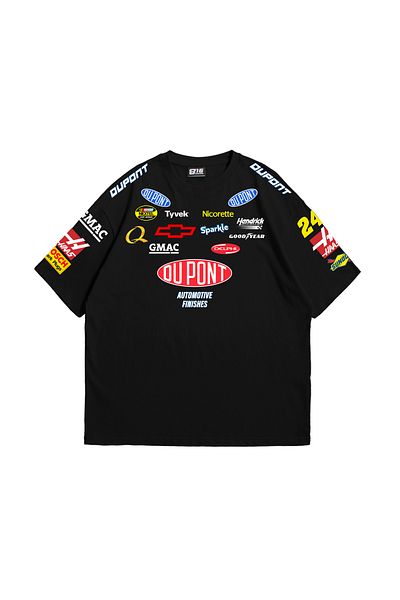 Sekizbiraltı Μπλουζάκι Racing Flame Oversize Unisex μαύρο μπλουζάκι