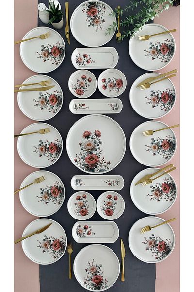 VENÜS HOME DECORATION Hasbahçe 12-Person 21 Piece Breakfast Set