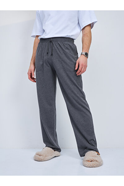 Betimoda Erkek Pamuklu Cepli Ipli Lastikli Bel Pijama Altı Eşofman Gri