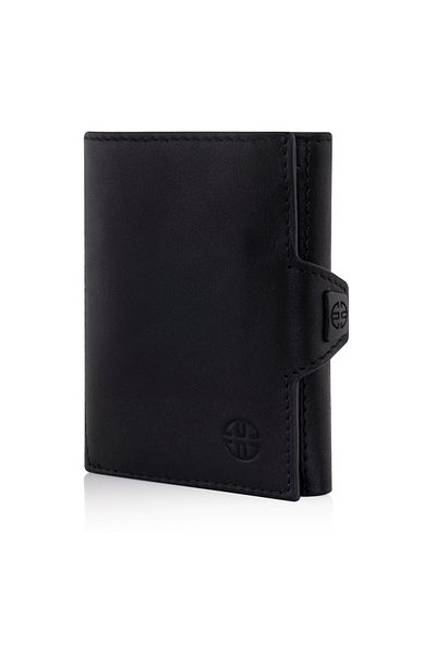 Trusador Verona Black Unisex Card Holder Genuine Leather Rfid Protected Minimalist Men Women Mini Wallet Gift
