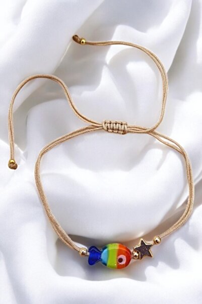 PETEK AKSESUAR Renkli Balık El Yapımı Cam Murano Halhal Bileklik